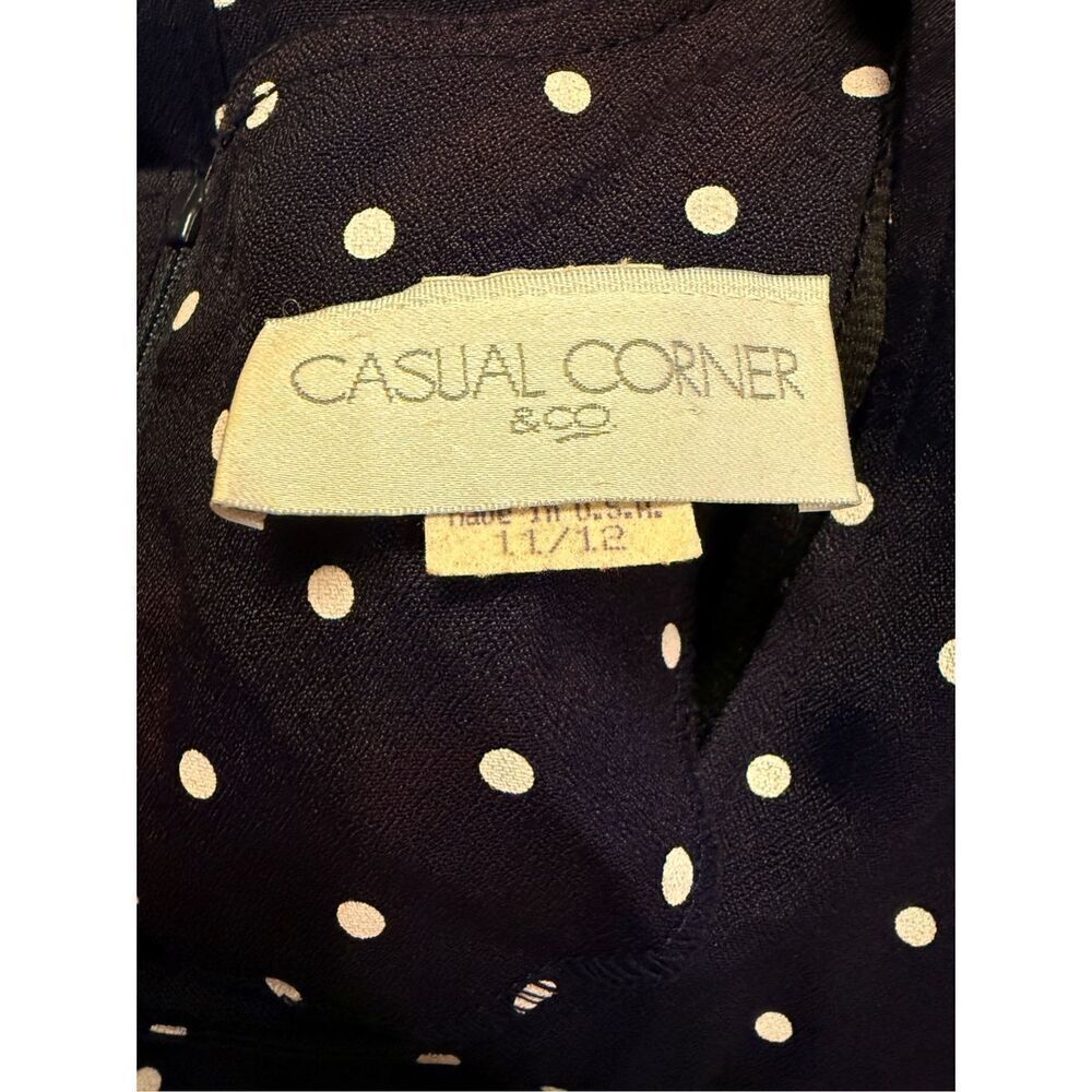 Casual Corner Vtg 1990’s Navy Blue White Polka Dot Dress Set Waist Sz. 11/12 - Picture 8 of 9